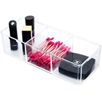 PuTwo - Organizador de Almacenamiento para baño- acrílico- para Maquillaje y cosméticos- 3 Secciones